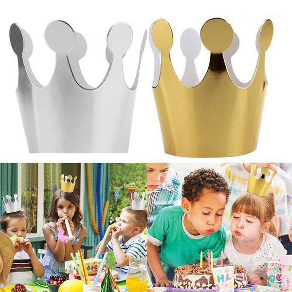 

party hats 10pcs birthday protagonist hat 25 * 9cm gold silver crown decoration supplies1