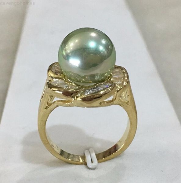 

r010 forme nouvelle cristal lgant 18kgp incrustation fleur 12mm gris shell perle anneau de mode taille 6/7/8/9/10, Silver