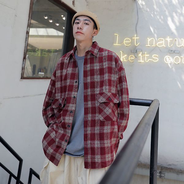 

spring 2021 men's and winter thin new work done long-sleeve chess tools shirt looses male clothes 4za4, White;black