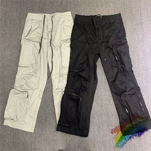 

real pic multi pocket cargo pants men women fashion joggers drawstring sweatpants trousers, Black