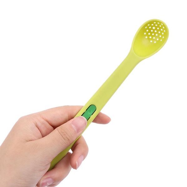 

2 in 1 stainless steel canned fruit juice filtering spoon fruit fork long handle strainers colander spoon filter h bbywbz