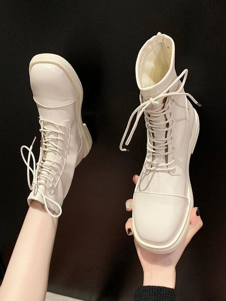 

rock shoes woman women's rubber boots luxury designer booties ladies zipper clogs platform boots-women low heels booties, Black