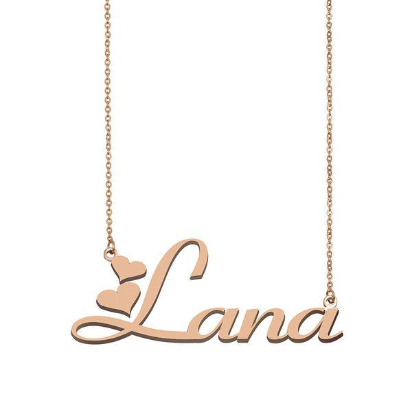 

lana name necklaces pendant custom personalized for women girls children friends mothers gifts 18k gold plated stainless steel, Silver