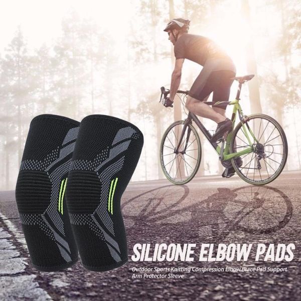

elbow & knee pads spandex nylon knitted protector strap breathable elastic support brace pad thermal arm sleeve bandage, Black;gray