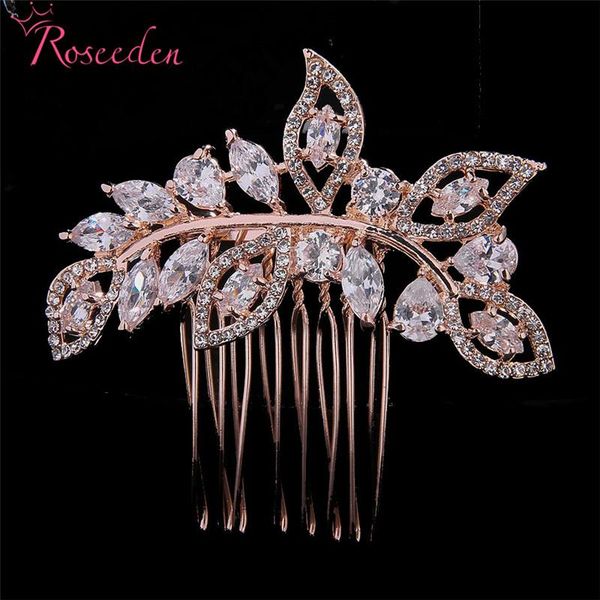 

classic rose gold cz wedding hair combs bridal hair accessories bridal side comb drop shipping re3067, Golden;silver