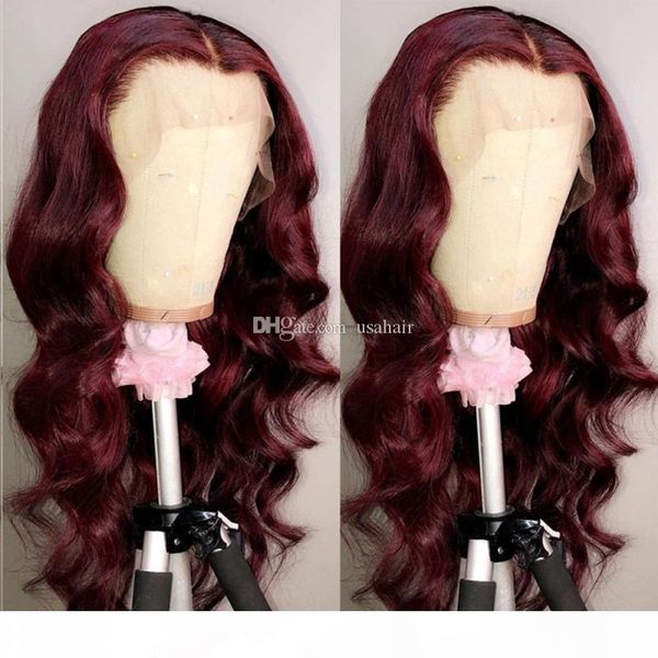 

red 99j lace front human hair wigs burgundy colored human hair body wave wigs deep middle part brazilian lace front remy wigs, Black;brown