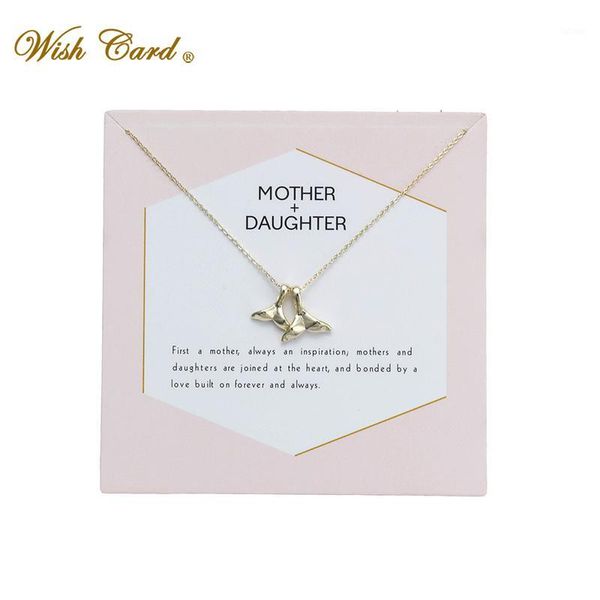 

wish card whale tail courage gold chian necklace copper pendant jewelry daughter mother day gift memory friend necklace ey60071, Silver