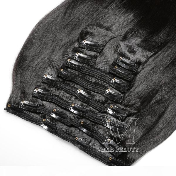 

vmae 11a 100% brazilian indian human hair hair salon natural color 120g 12 to 26 inch yaki clip in human hair extensions, Black;brown