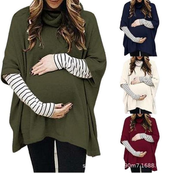 

autumn 2020 women female casual pregnant loose sweater stripe two piece t-shirt fashion mom women's wear, Black;gray