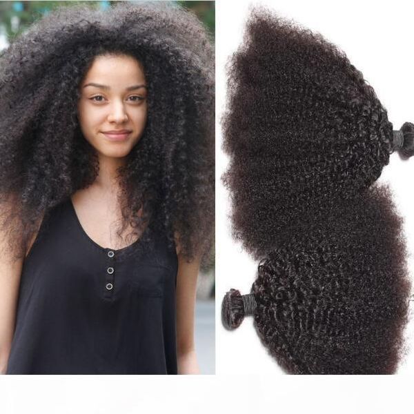 

mongolian afro kinky curly virgin hair kinky curly hair weaves human hair extension natural color double wefts dyedable, Black