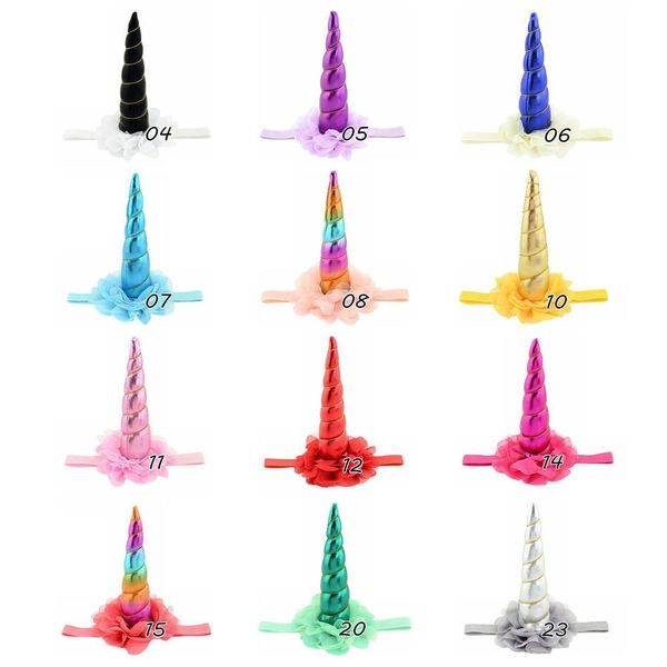 

12pcs/lot chiffon flower girls headband elastic hairband flowers headband with horn kids headwear hair accessories 869 q jllqzy