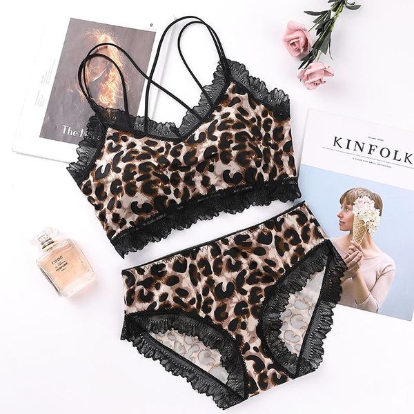 

fashion lingeries leopard print black lace women underwear feminina wire lenceria young lady bras and panty sets, Red;black