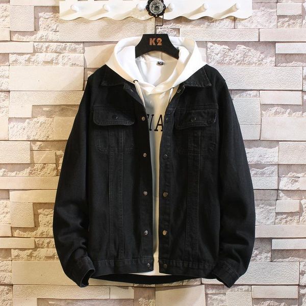 

2020 new style autumn korean-style men's denim coat solid color nostalgic men's cowboy coat kyk0311, Black