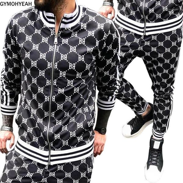 

gymohyeah 2019 3d quick drying tracksuit men tracksuit new set autumn mens 2 piece sets gyms fitness suit male jacket + pants1, Gray