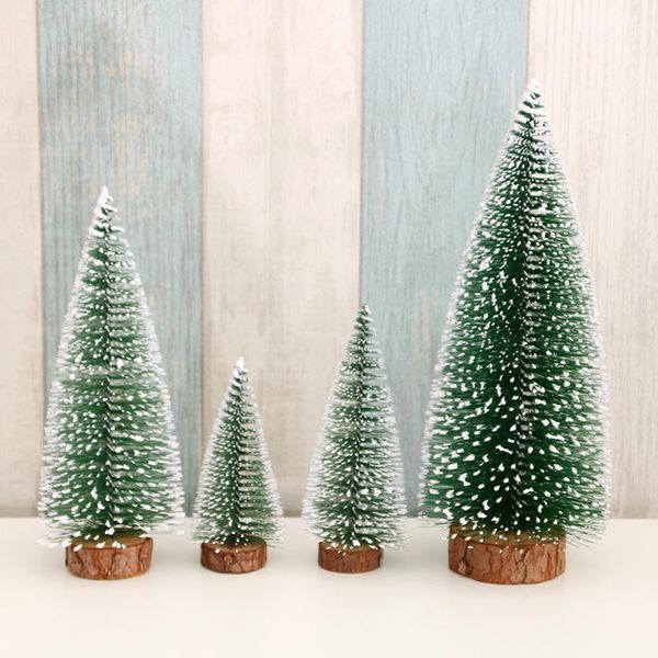 

mini christmas tree with light pine needle flocking stained white cedar deskornaments diy shooting props scene decoration1