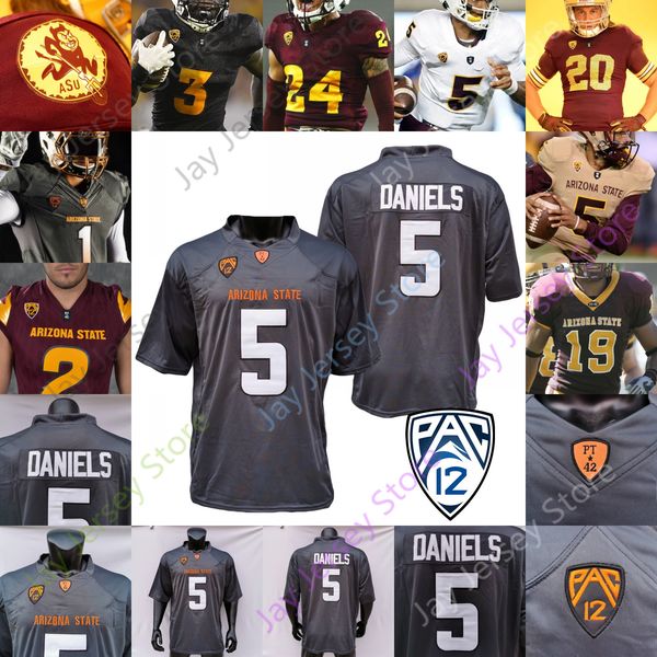 

arizona state asu football jersey ncaa college terrell suggs pat tillman jayden daniels eno benjamin brandon aiyuk darby lole thomas harry, Black
