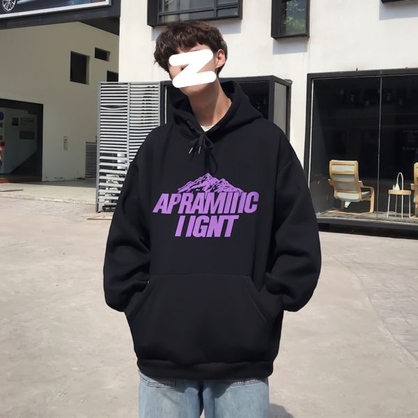 

male 2021 new autumn hoodie fashion looses versatile student hong kong style stuffed coat winter vix0, Black