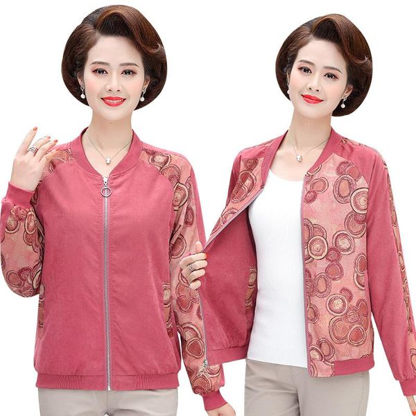 

women's jackets two side wear women and coats spring autumn mother print -4xl plus size clothing long sleeve outerwear, Black;brown
