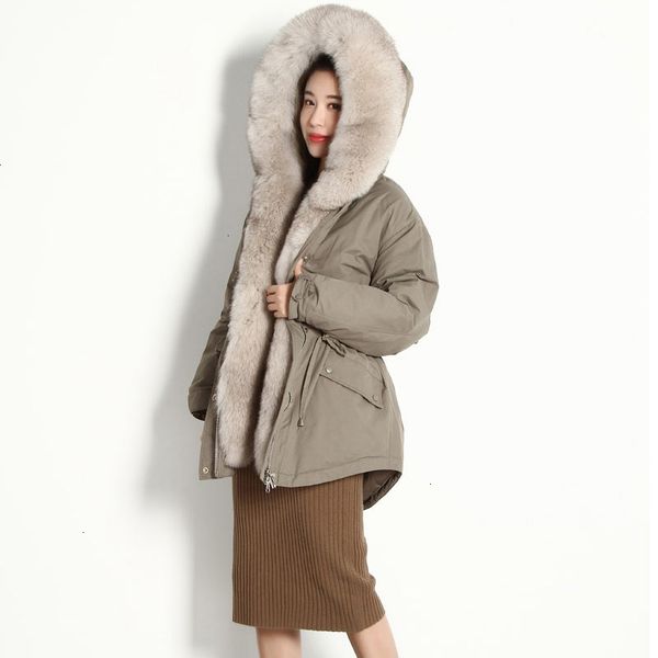 

natural fox fur white duck feather pax, big hat woman's thick coat, windbreaker, new product in 2020