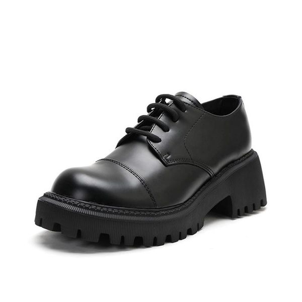 

fashion oxford shoes for women brand spring autumn black leather chunky lace up casual derby shoes women platform