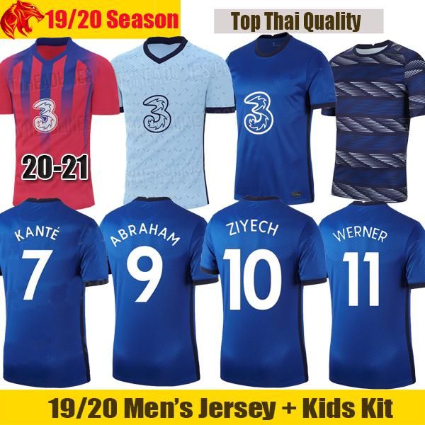 

20 21 abraham soccer jerseys werner #10 ziyech 2020 2021 willian pulisic football shirt lampard kante mount mens jersey kids kit, Black;yellow