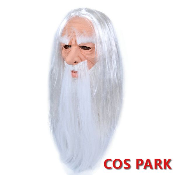 

haired new white wizard 2020 santa claus father christmas headgear grandfather latex mask halloween gift