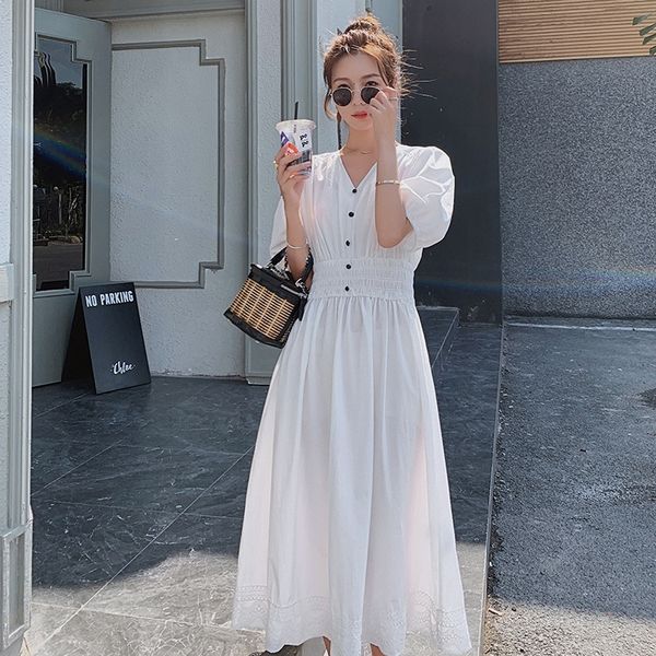 

bmodj 2020 new french dress dresslace dresslace dress women summer leisure simple small fresh fashion temperament fashion long segav, Black;gray