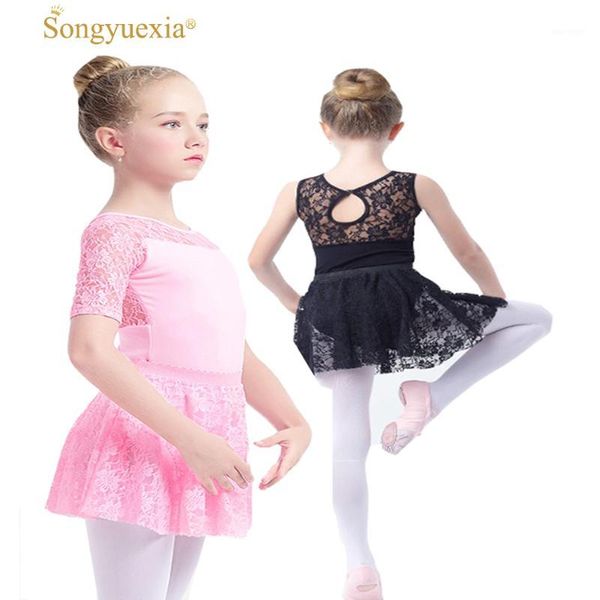 

girls kids lace ballet dress black gymnastics leotard cotton ballet leotard dancewear for child1, Black;red