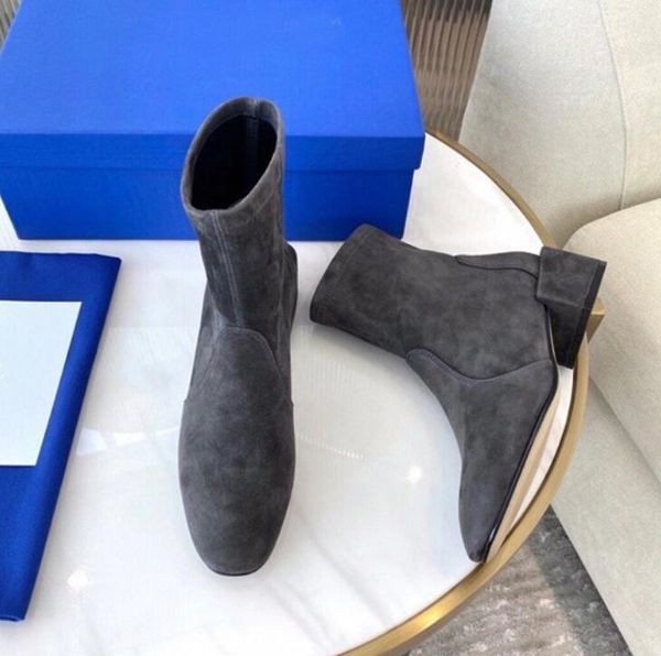 

fashion brand womens square block heels 5cm boots slip-on boot cowboy ladies ankle booties sz35-42, Black