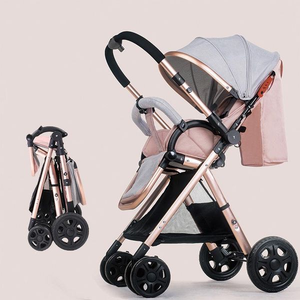 

newborn baby stroller portable folding 4 wheels trolley can sit on baby's 2 in 1 stroller carriage