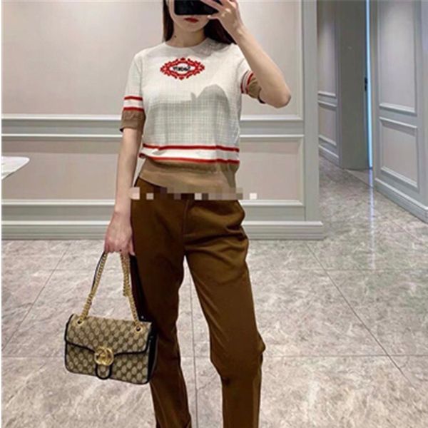 

summer embroidered short sleeve cold knit m8lm, White