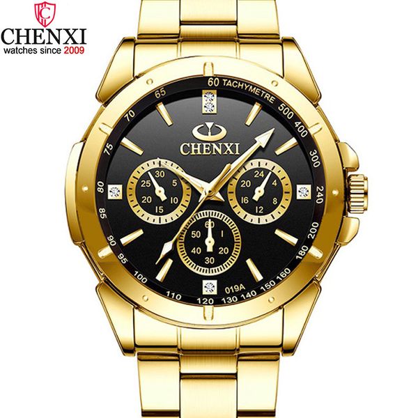 

chenxi luxury gold men's watches unique business dress wristwatch for man woman lover's clock golden waterproof male female 019a