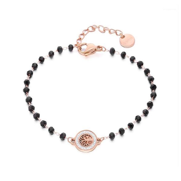 

2020 new charm bracelets boho jewelry beads chain shiny crystal tree of life stainless steel bracelet gift for women accessories1, Golden;silver