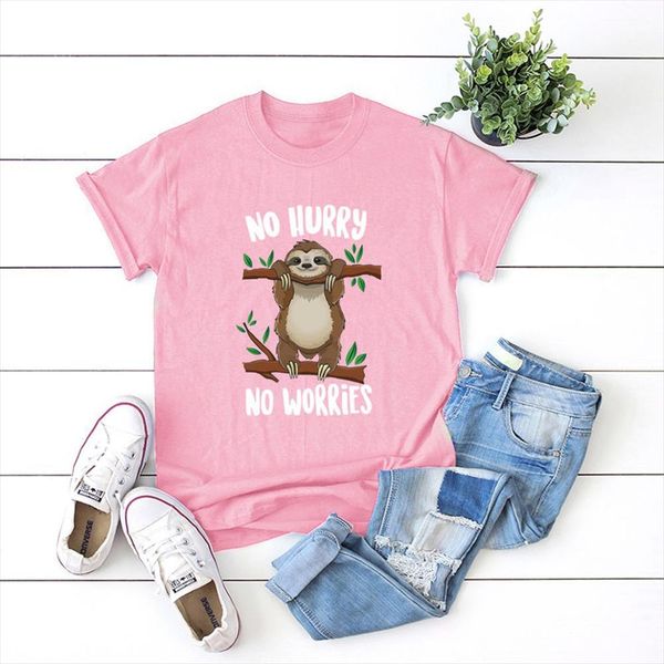 

s 5xl summer casual short sleeve t shirt animal print o collar cute funny sloth harajuku cotton t shirt, White