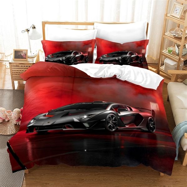 Auto Bettbezug Kinder Tröster Auto Bettwäsche-Sets 3D Queen-Size-Bettwäsche-Set Autos Sport Single KidsBed Set Twin Boy Quilt Covers 201210