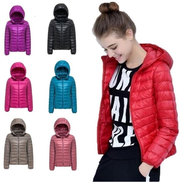 

woman zogaa spring parka warm ultra light duck down padded jacket female overcoat slim solid coat womens parkas, Black