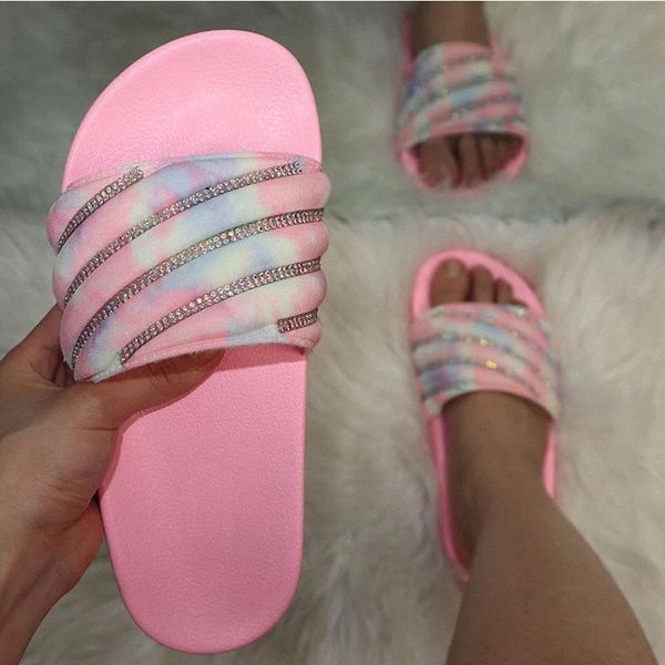 

2020 women beach shoes fashion slippers woman slides slio on female rhinestone sildes candy sandals outdoor flat wholesale #lg2f, Black