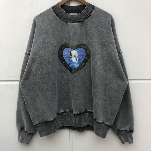 

2021 new heavy fabric polar bear printing we11done sweatshirts men women welldone crewneck hoodie jxlc, Black