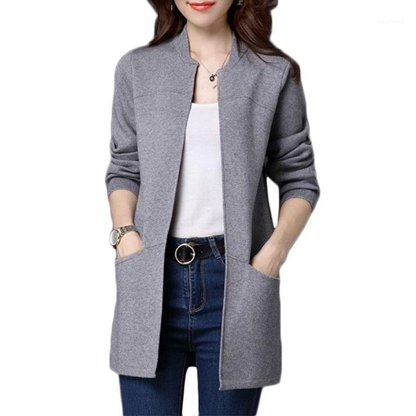 

women's knits & tees spring autumn plus size sweater women jacket coat loose long knicardigan women's shawl low round neck cardiga, White