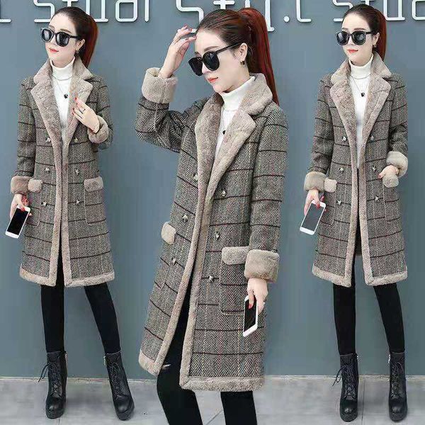 

winter warm wool coat women 2020 fashion vintage slim double breasted jackets female elegant warm long coat casaco feminino, Black