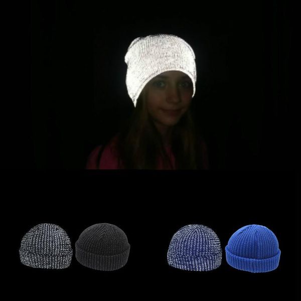 

2021 girl new trend reflective beanie hat black blue distinctive men women winter autumn knitted hat children hip hop cap, Blue;gray