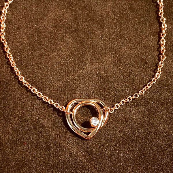

famous brand h heart-shaped lady necklace designer fashion titanium inlaid diamond pendant necklace vertige coeur necklace and original box, Silver