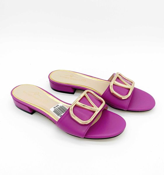 

1551-10 purple red blue italian slipper for lady casual footwear pu leather summer flat shoes retro slides women x1020, Black