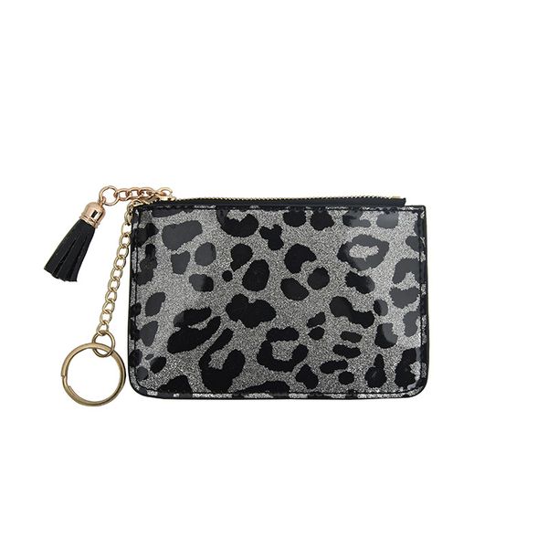 Nuovo semplice piccolo portafoglio Piccolo Fashion Leopard Stampa Stampa Paillettes Borsa a corto Breve Custodia Cassa Tassel Borsa Gold Coin