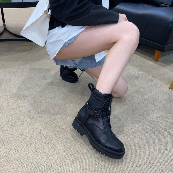 

spring fall chunky motorcycle boots for women black lace up ankle boots block heel fashion shoes party street drop ship ljb222