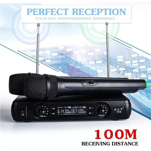 

2 channel dual cordless handheld mic wireless microphone system with lcd display high-fidelity stability large receiving1