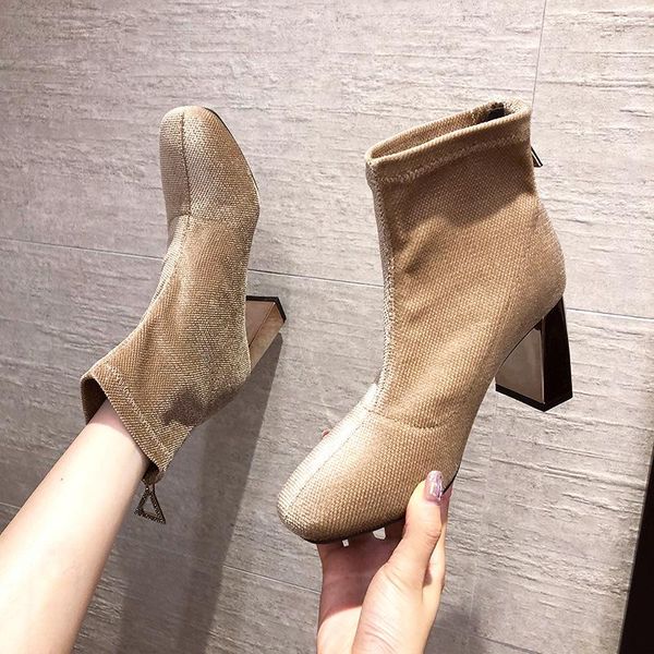 

women's mid calf boots female shoes round toe boots-women luxury designer zipper ladies rubber autumn med 2020 fashion, Black