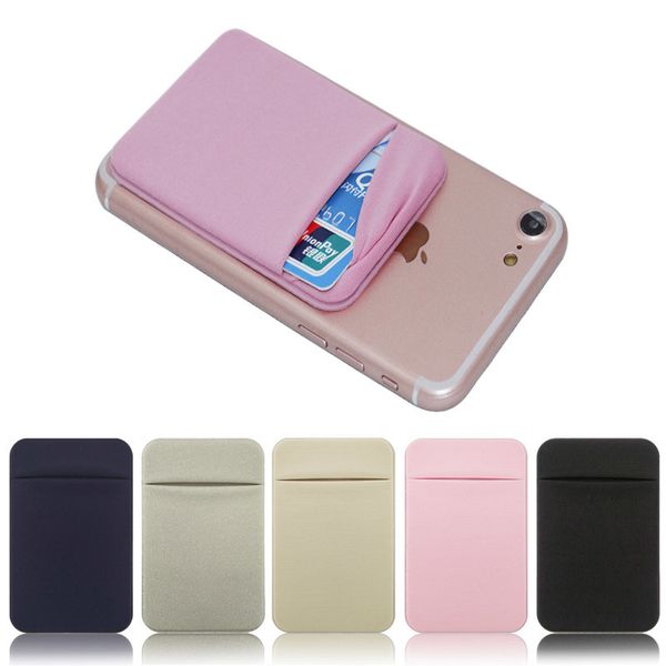 

elastic stretch lycra mobile phone wallet case credit id card holder stick on 3m adhesive pocket purse pouch