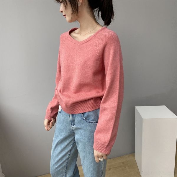 

cuhib pullover 8-7066 style pullover pulloverbasic t-shirt v ggkr7 for women winter korean lazy t-shirt knitted jiazhi women sweater, White;black