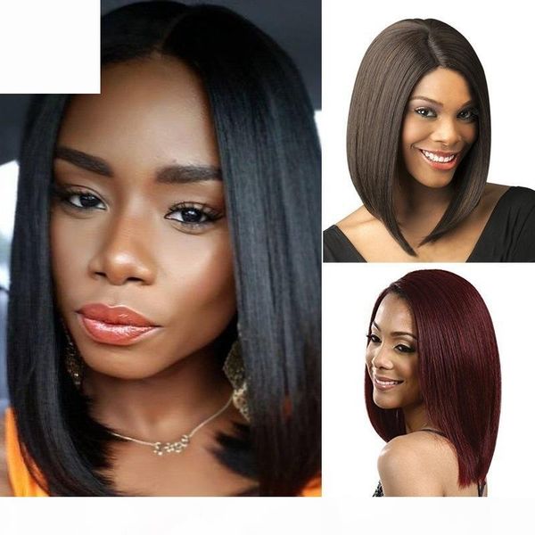 

no bad smell european and american fashion womens wig black short straight hair split wave head wig chemical fiber wig headgear wholesale tu